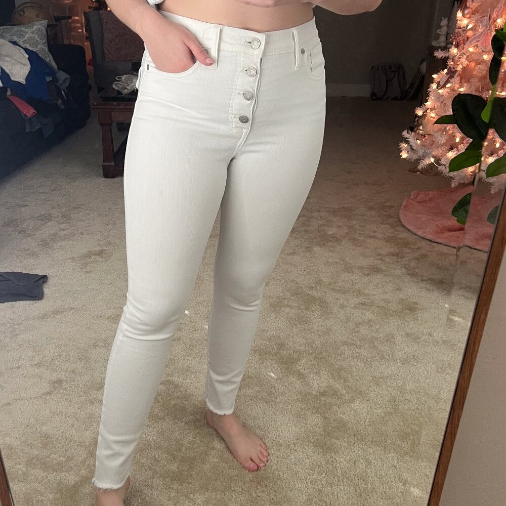 Madewell High Rise White Skinny Jeans
